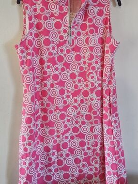 Periwinkle L Pink and White Sleeveless Midi Dress Upf Sun Safe  NWT Golf